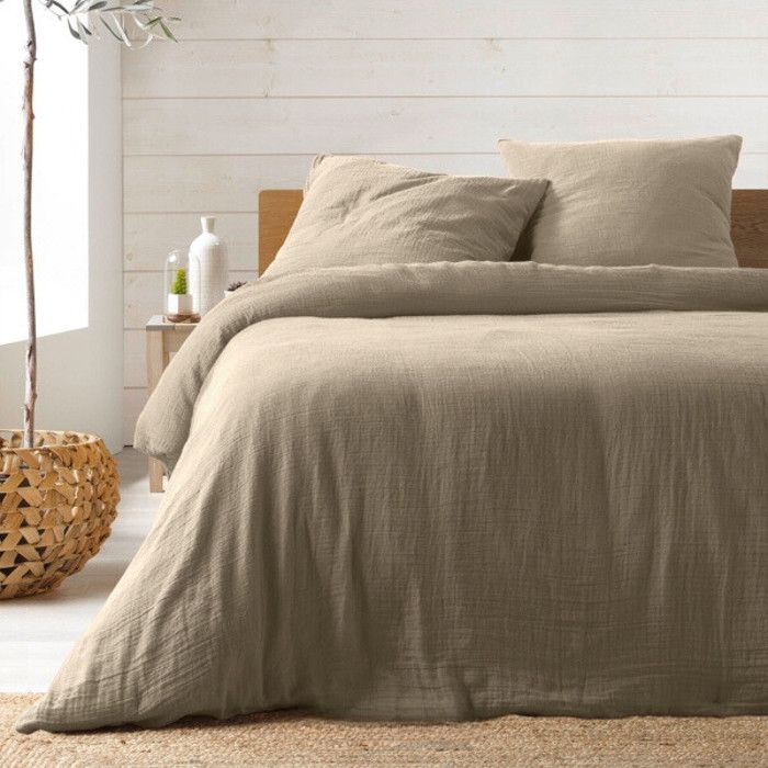 Bedding Set - LINEN PROMO - Cotton Gauze - 240 X 220 Cm - Sand