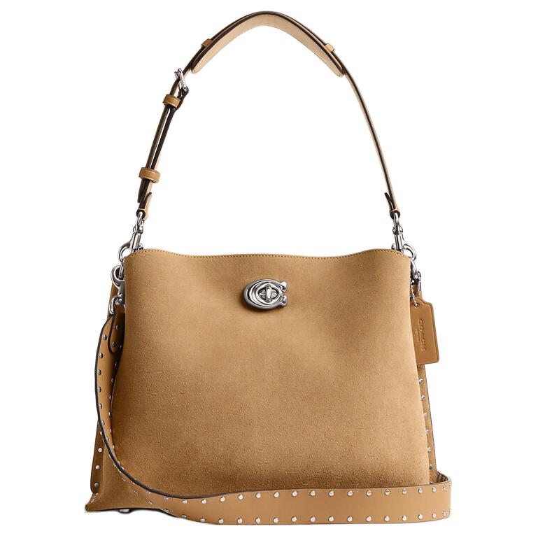 Coach Willow 32 Polished Studded Turnlock Crossbody Handbag Women handbags Beige CU058-LHNM5