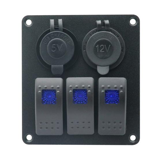 Панель клавишных переключателей, 3-клавишная розетка с зажиганием, водонепроницаемое зарядное устройство USB IP66 12 В/24 В