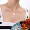 Style Relief Phoenix Inlaid With White Sea Shell Necklace Titanium Steel Plated 18 Real Gold Pendant Collarbone Chain Jewelry P035