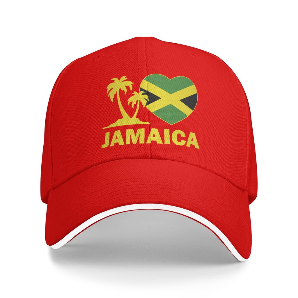 Women Unisex Jamaica I Love Jamaican Flag Outdoor Hat  Adjustable Cap Casual Baseball Cap Golf Hats