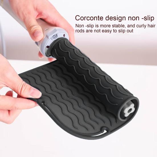 Curling Iron Heat Resistant Mat Anti-slip Silicone Rectangle Portable Flat Iron Hair Straightener Hair Travel Heat Pad Protector Cover