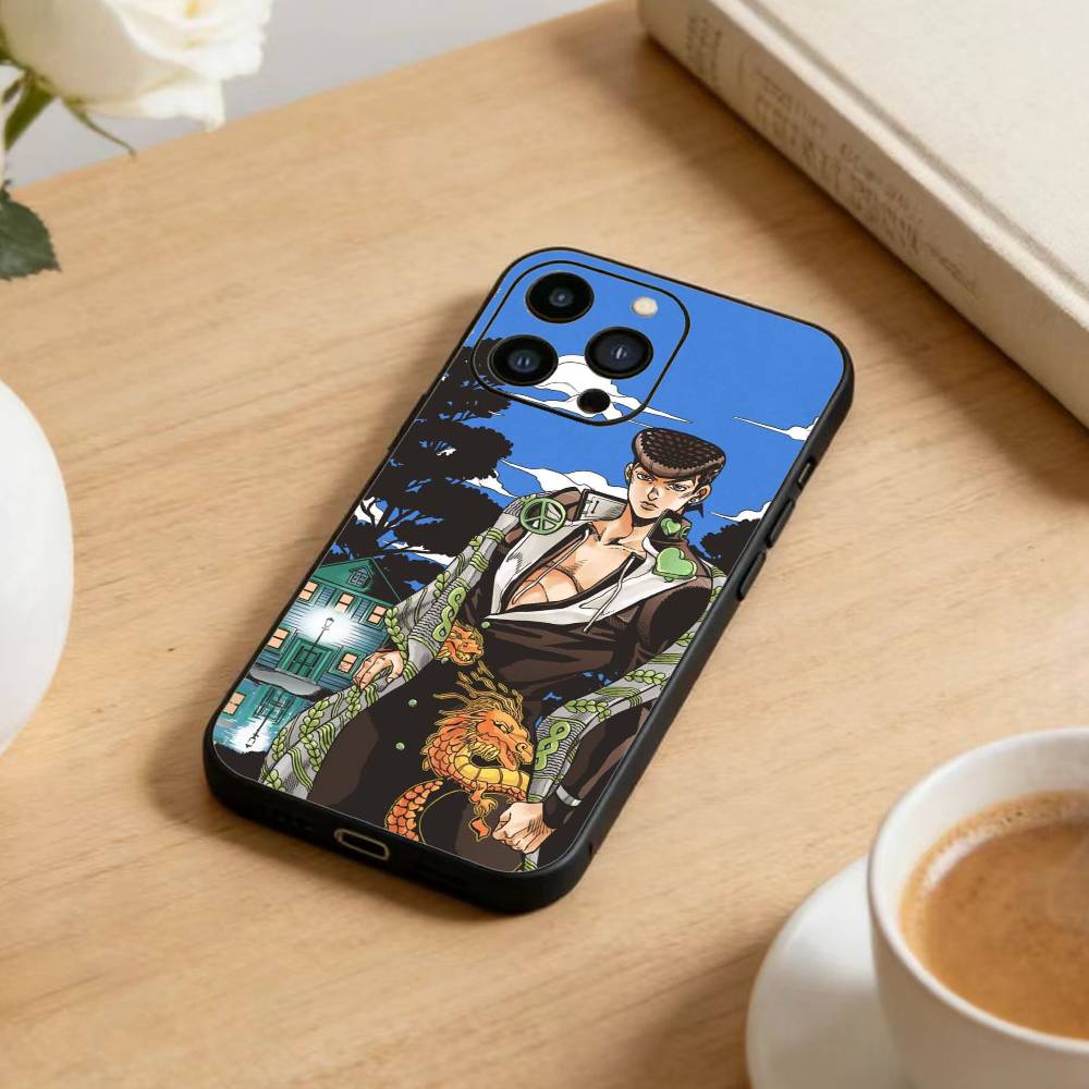 Чехол для телефона с аниме JoJo's Bizarre Adventure для iPhone 16, 15, 14, 13, 12, 17, Pro Max, Plus, силиконовый, черный
