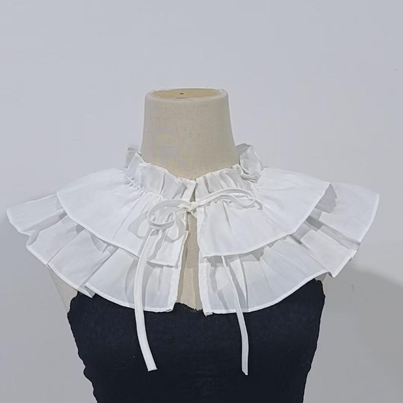 Elegant Tiered Lace Blouse Collar Multi Functional Mesh Doll Collar Shawl Cape Fairy Hollow Collar Versatile Fake Collar