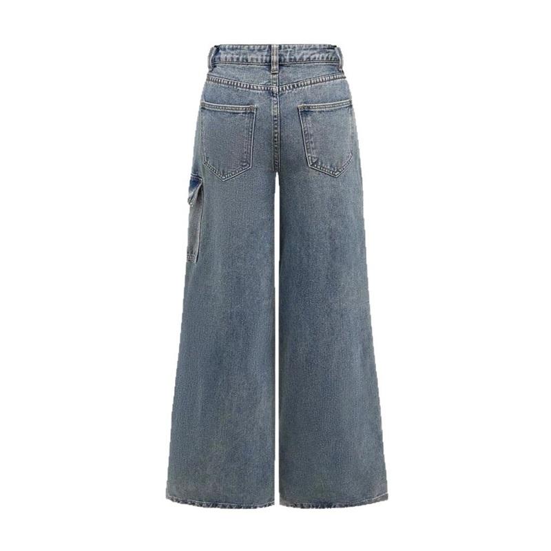 Джинсы American Hot Girl Collage Bow Jeans, женские прямые брюки свободного кроя.