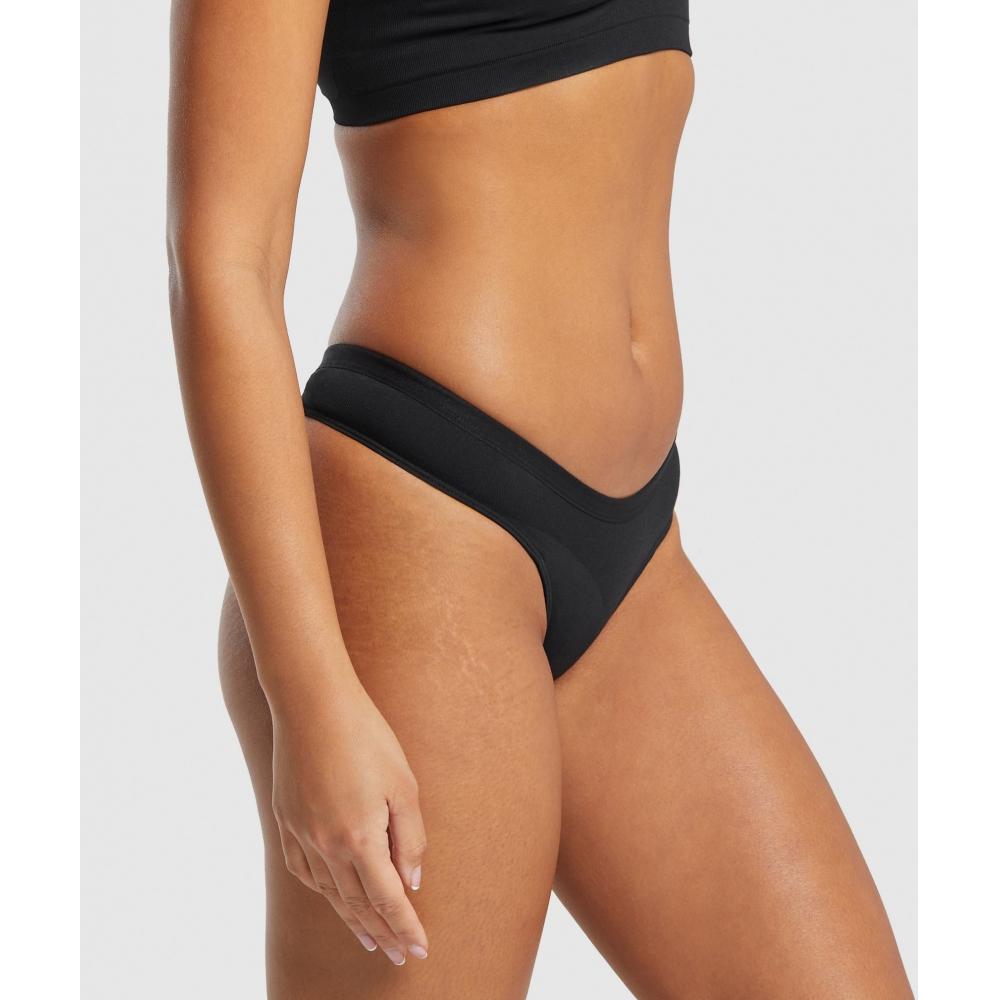Gymshark Бесшовные стринги с опущенным передом, черные B6a6y Bb2j