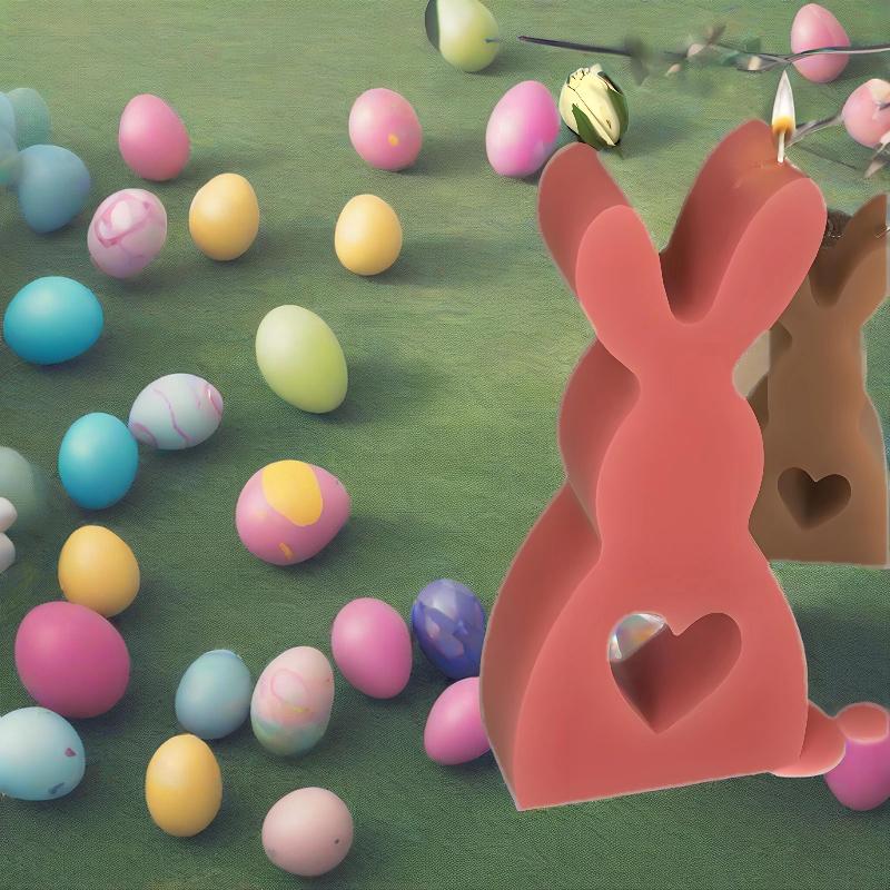 Silicone Love Rabbit Mold Easter Bunny Resin Casting Mould for Aromatherapy Handmade Soap Plaster Crafting