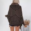 Women's Autumn and Winter Large-size Shawls Fashionable Striped Knitted Wool Collar Cardigan Loose Sweater Cape 5 Colors