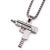 Европейское и американское мужское хип-хоп ожерелье из титановой стали в виде пистолета и подвеска из нержавеющей стали в виде автомата