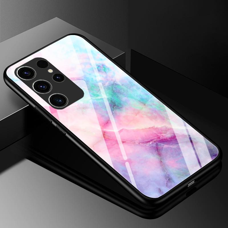 Мраморный чехол из закаленного стекла для Samsung Galaxy S23 Ultra 5G, модная стеклянная задняя крышка для Samsung S23 Plus / S23 Ultra