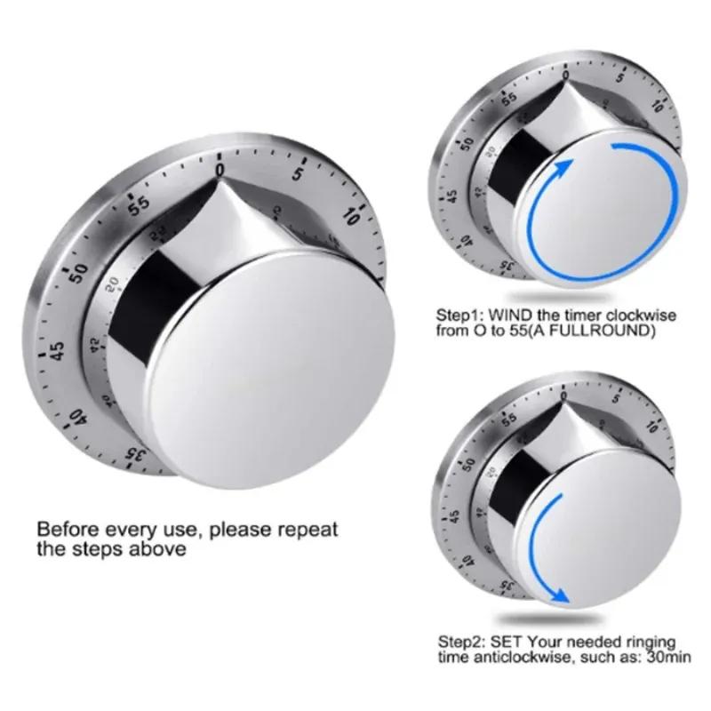 Кухонный таймер на 60 минут с магнитным основанием Кухонные гаджеты Кулинарные инструменты Кухонный таймер из нержавеющей стали