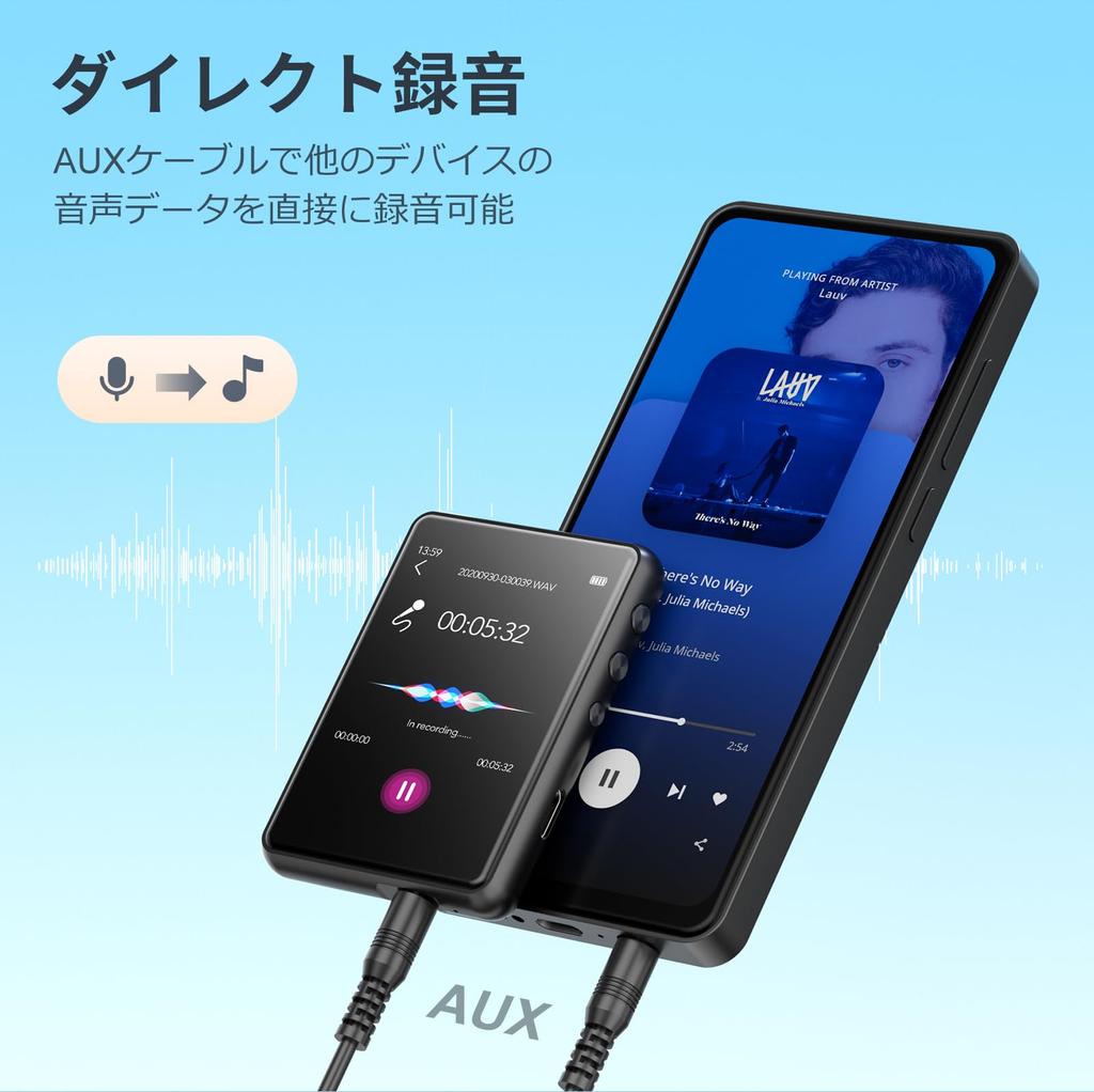 MECHEN 64GB MP3 Player Bluetooth Digital Audio Player Ultra Light Mini Music Player Expandable Up To 128GB Speaker Inch Touch Screen Equipped with FM