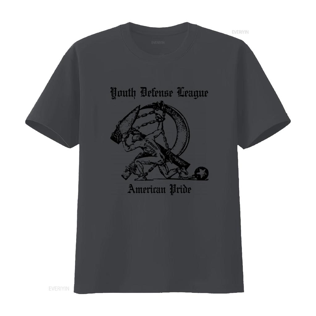 Футболка Youth Defense League с принтом American Pride Стильный и патриотичный дизайн для винтажной стирки Повседневная Дышащая