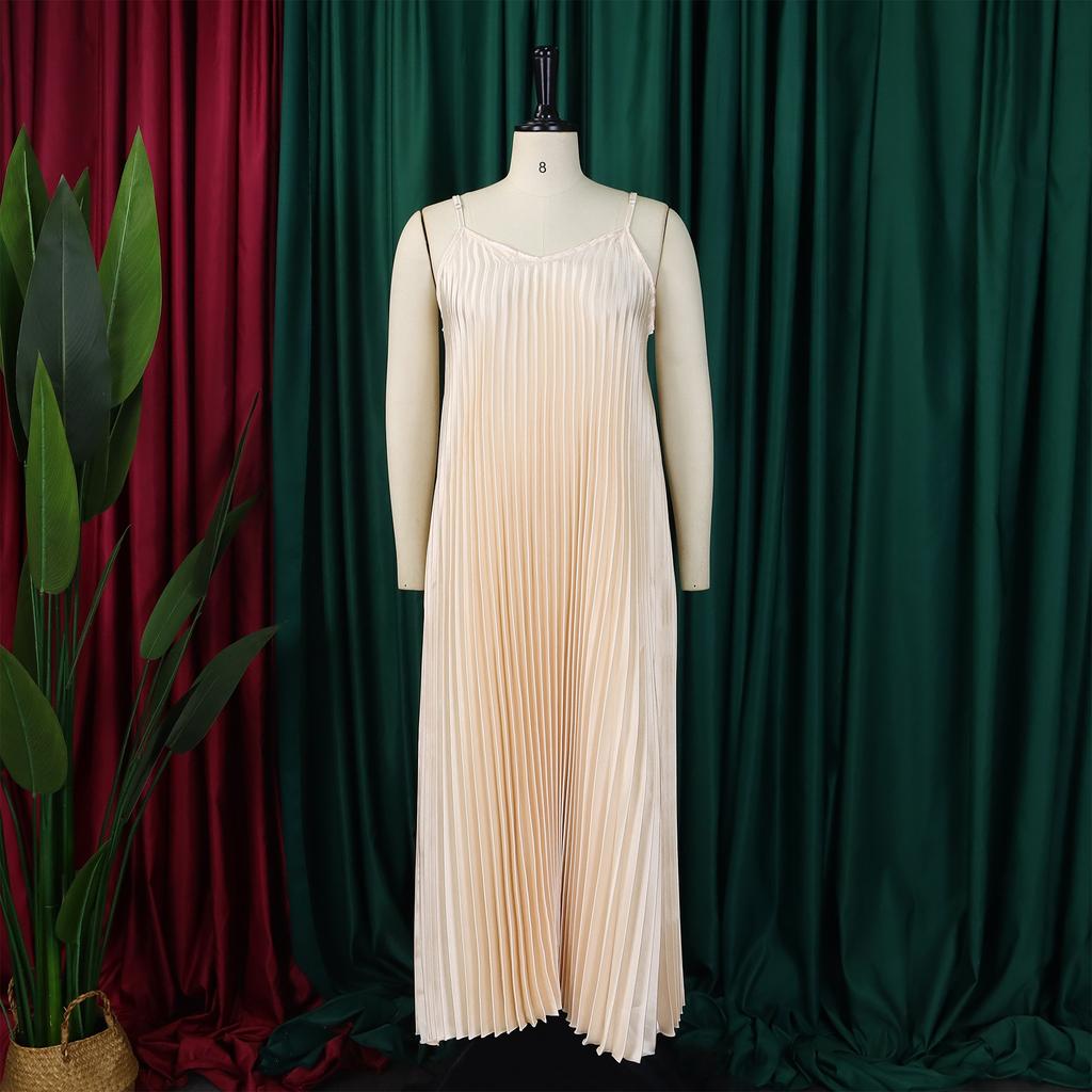 Женское платье с лямкой на бретельках размера плюс, летнее жатое плиссированное сексуальное модное платье трапециевидной формы, длинное платье