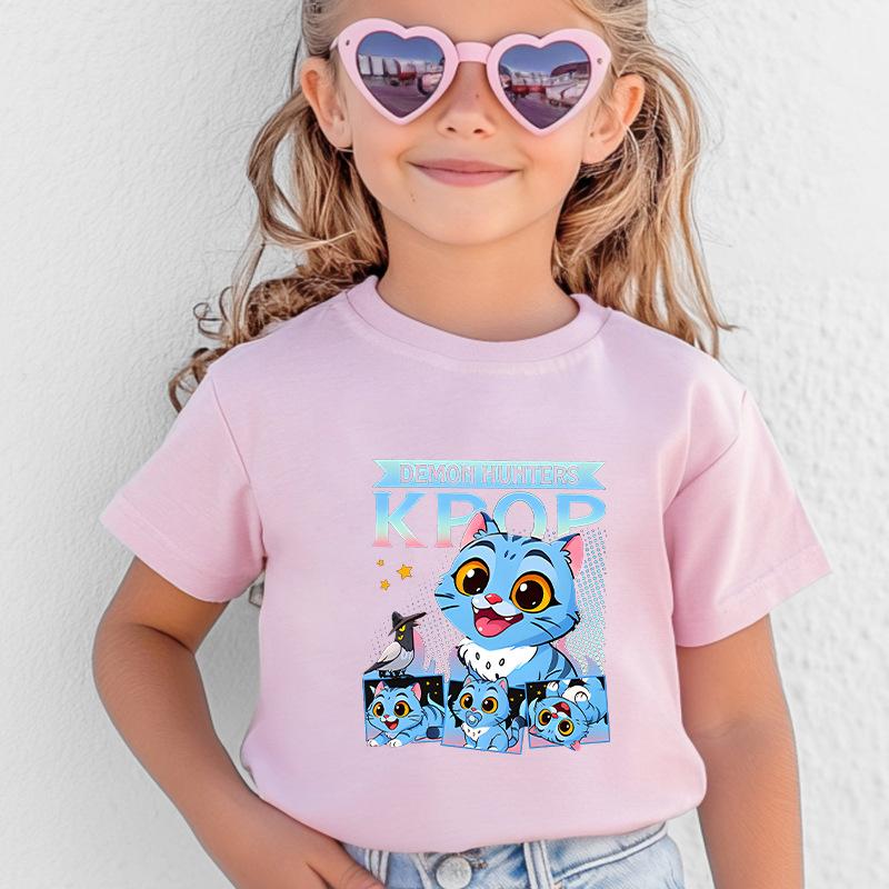 Kpop Korean Wave Witch Hunting Team Tiger Printed Children's T-shirt