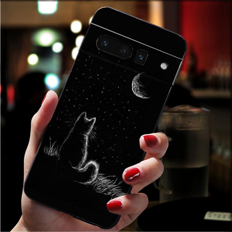 Чехол для телефона Google Pixel 10 9 Pro XL 9A 8 7 6 Pro Pixel 8A 7A 6A Pixel 8 7 6 5 Мультяшный черный кот