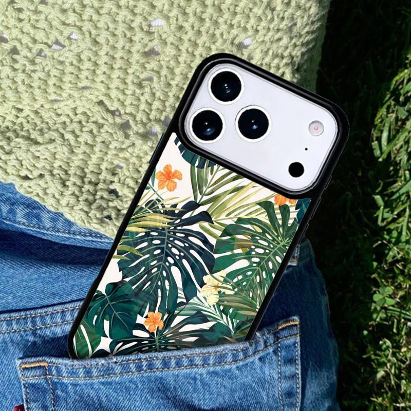Palm tree Leaves Plant Flower mobile phone case Compatible with IPhone 17 16 15 14 13 12 11Pro Max 17 Air cover