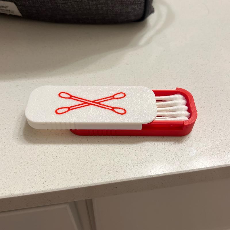 1pc Mini Sliding Cotton Swab Storage Box Portable Swab Case For Travel And Daily Use Multi-Compartment Dust-Proof Keeps Clean