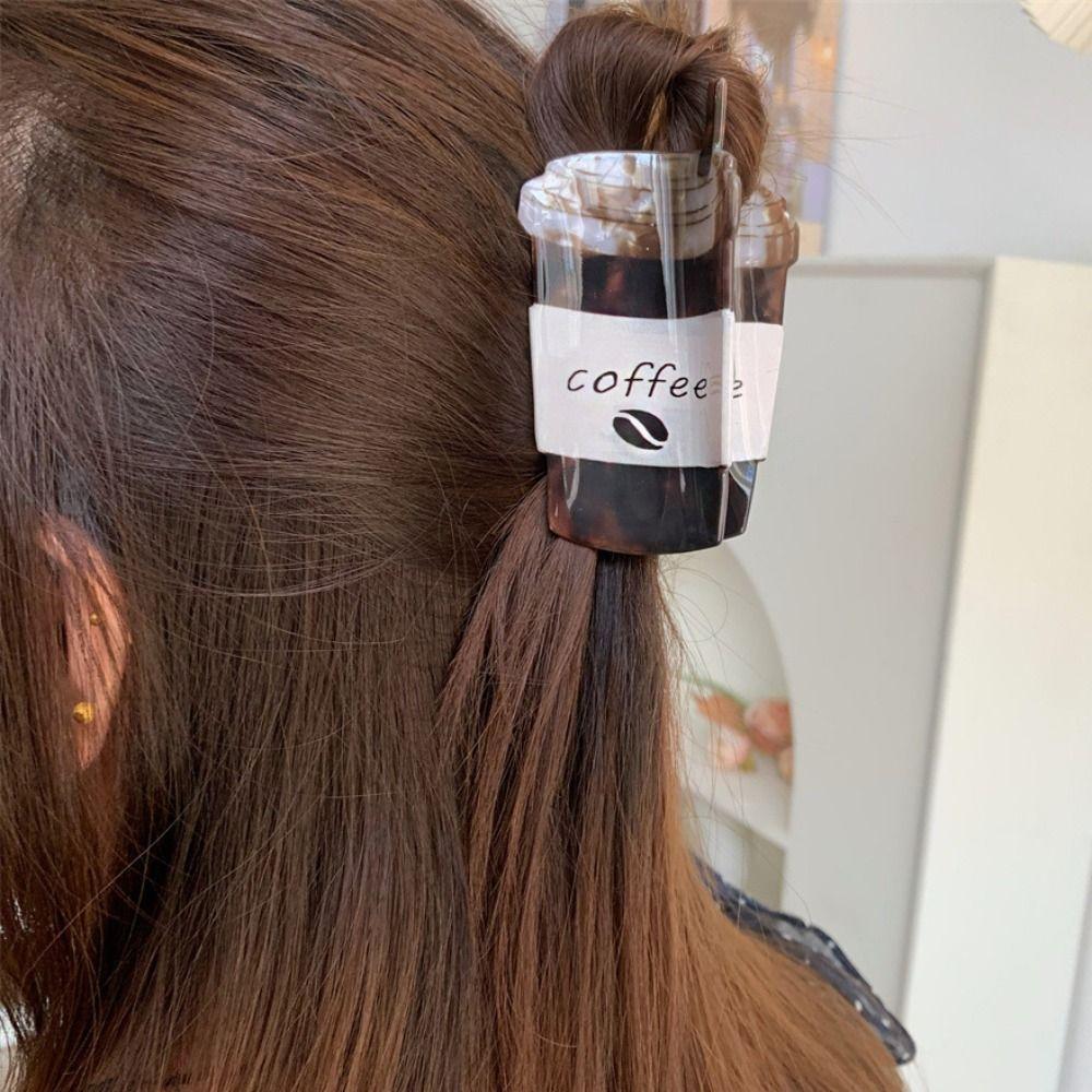 Cute Acrylic Hair Claw Funny Shark Clip Cute Coffee Cup Shaped Hair Clip  Streetwear