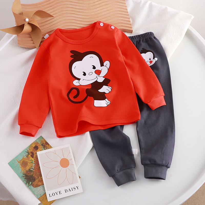 Комплект осенних брюк и нижнего белья для маленьких мальчиков из чистого хлопка