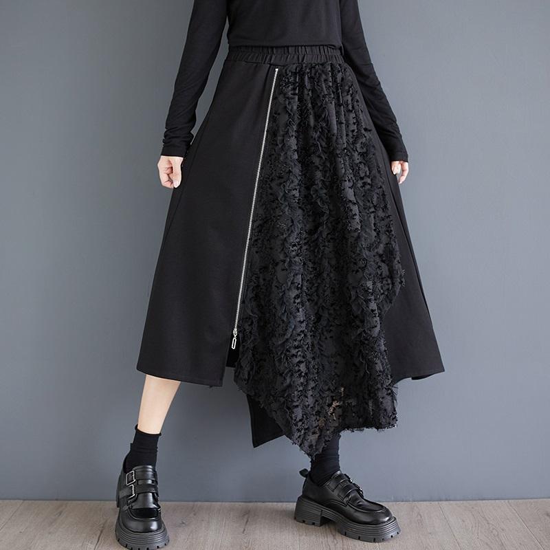 Plus Size High Waist Vintage Black Spring Autumn Casual Loose Long for Woman Skirts Womens Skirt