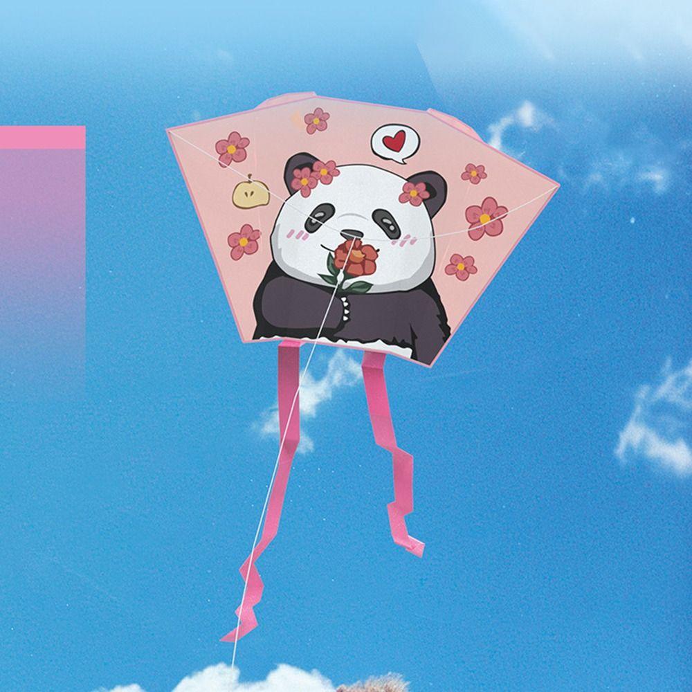 Frameless Cartoon Panda Wind Kites Easy To Fly Foldable Children Kite Toys  Children/Kid