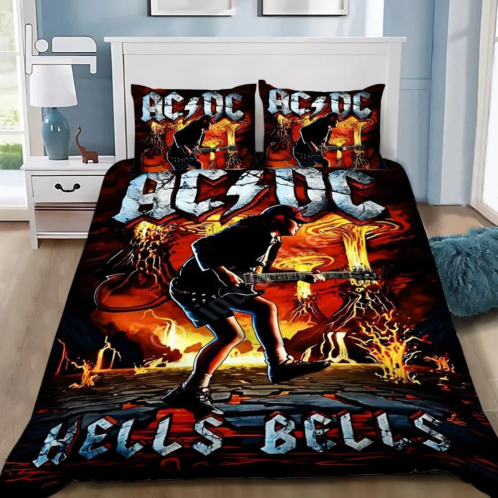 Fashion Ac/Dc Rock Band Duvet Cover Pillowcase Bedding Set Adult Boy Girl Bedroom Decoration Single Double Large Size
