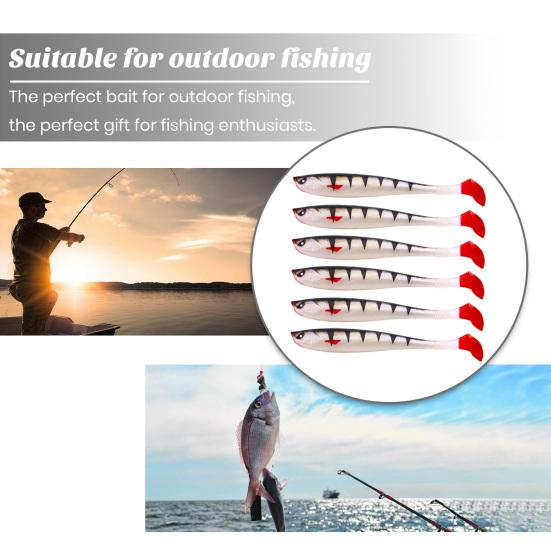 6Pcs Fishing Lure Soft Baits Set Simulation T-Tail Swimbait Professional Bionic Bait Reusable Freshwater Saltwater Artificial Bait Bass Fishing Lures