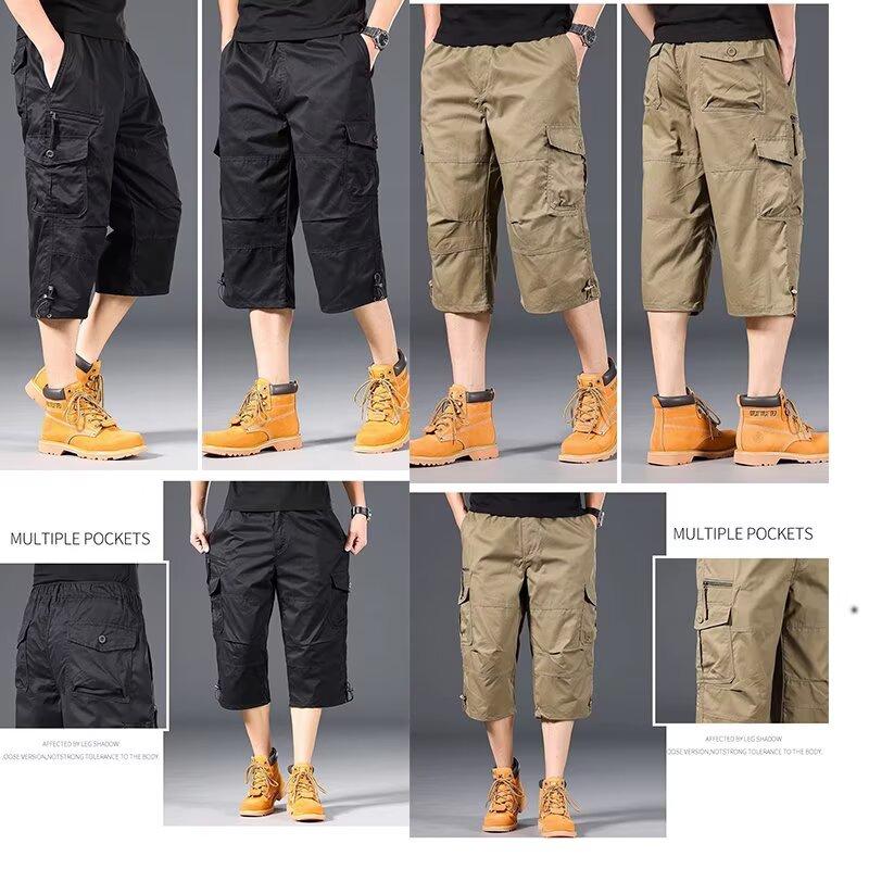 Men's Work Pants Casual Shorts with Pockets Men's Knee Length Summer Sports Shorts