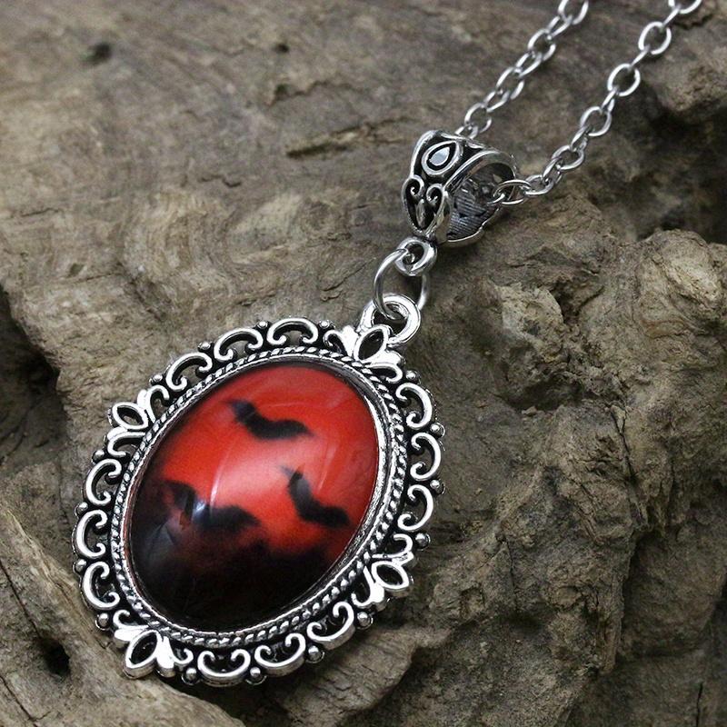 Готическое ожерелье с подвеской из смолы в стиле «Кровь летучей мыши» в стиле Дракулы, ожерелье с волшебным волшебством ведьмы, женские вечерние украшения
