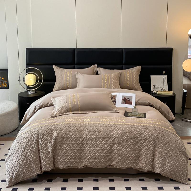 Комплект из четырех предметов из стираного шелкового рельефа с жаккардовым узором Tencel, простыня, пододеяльник