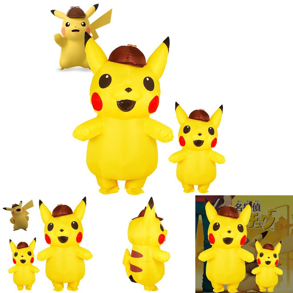 Classic And Fun Kids Adult Mascot Detective Pikachu Inflatable Costume Perfect For Halloween Celebrations