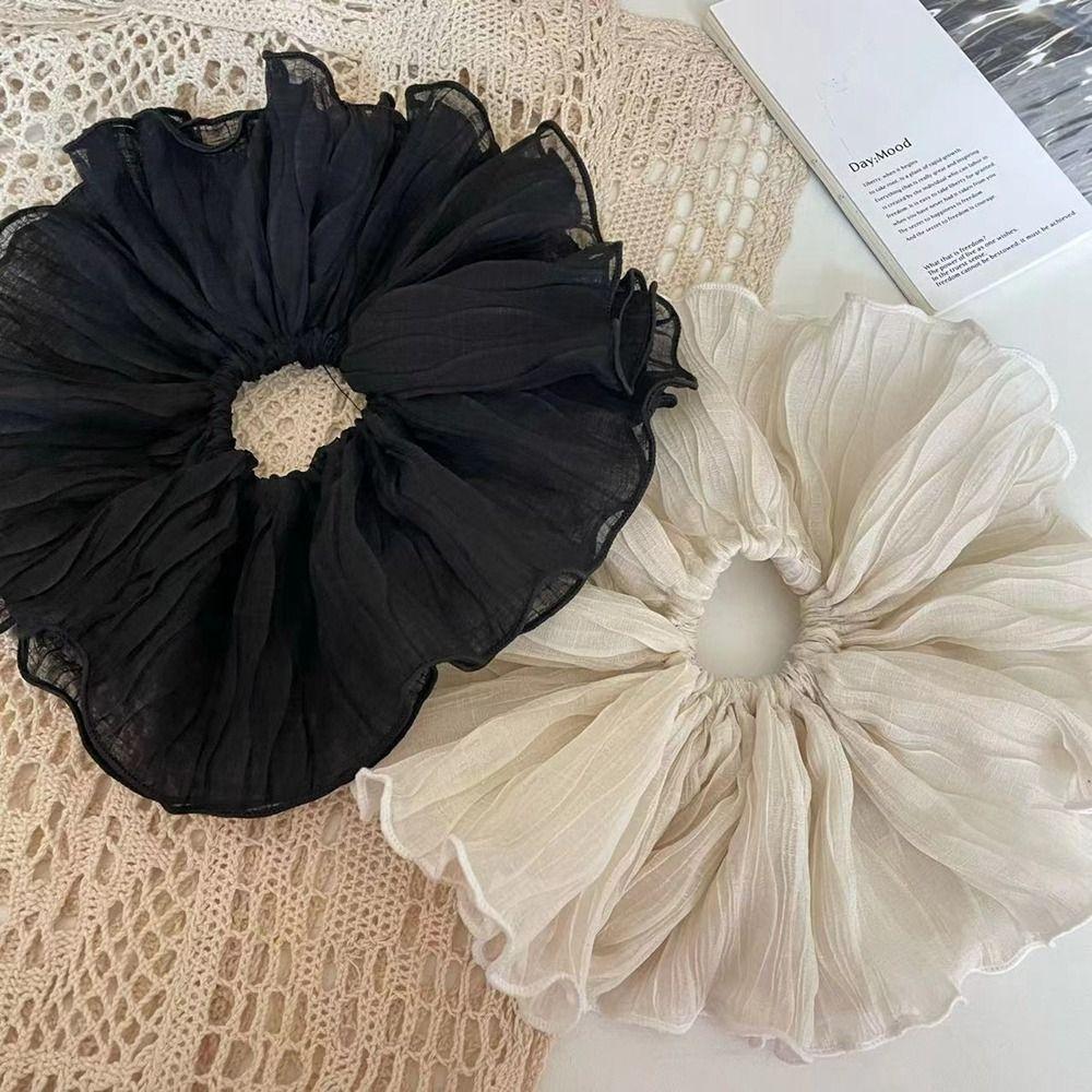 Hair Band Lace Mesh Cloth Flower Hair Tie Korean Style Headwear Women Scrunchies Wrinkle Hair Rope