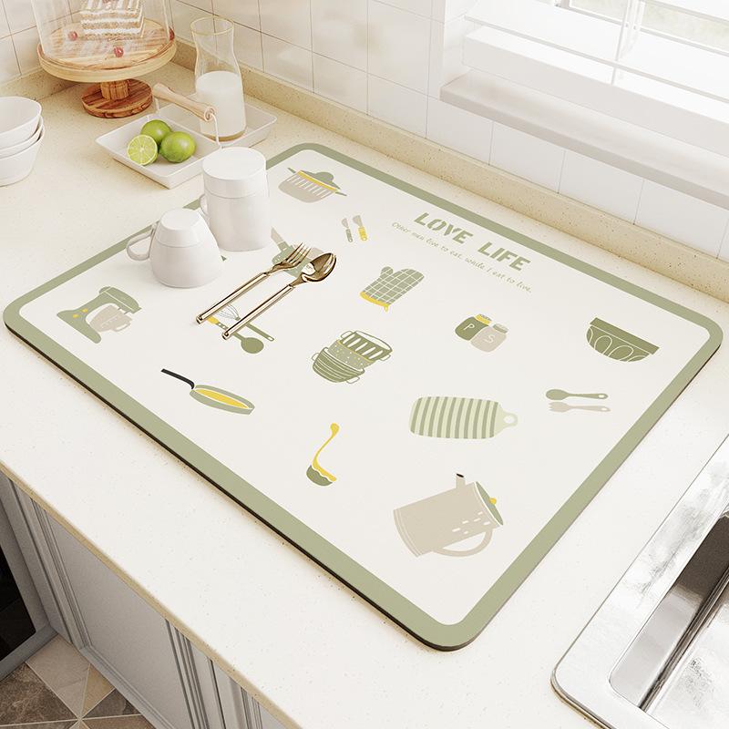 Quick-Dry Absorbent Coaster & Drain Pad for Kitchen Countertops