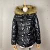 Women's Winter New Fashion Casual Slim Cotton Jacket Faux Fur Collar and Hooded Hooded Warm Jacket Coat Pu Leather Zipper