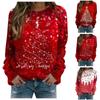 Женский повседневный модный рождественский принт с длинным рукавом и круглым вырезом, пуловер, топ