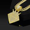 High Quality Hip Hop Alloy Full Diamond Crown Necklaces With 13mm Cuban Chain Diamond Shape Pendants For Men Charm Jewelry Gifts