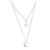 [R4219] - Silver 'Choreography' Silver Necklace (rhodium) - 38 and 50 Cm - 10 Mm (star-moon)