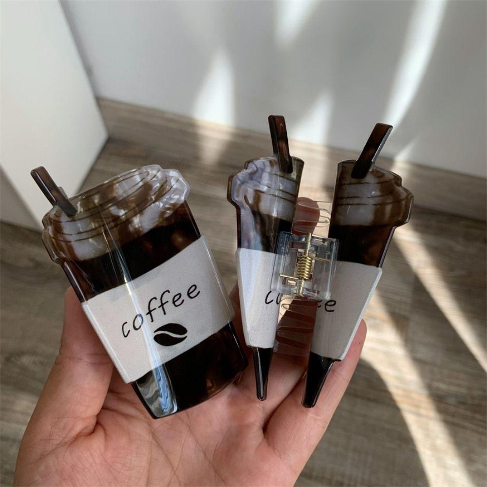 Cute Acrylic Hair Claw Funny Shark Clip Cute Coffee Cup Shaped Hair Clip  Streetwear