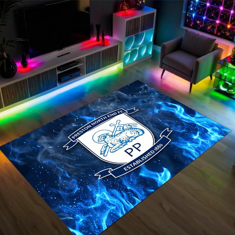Preston North End Football Design Crystal Velvet Carpet Cozy Non?Slip Printed Rug For Bedroom Living Room Entrance