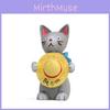 Resin Standing Cat Holding Straw Hat Ornament For Home Decor And Photography Props