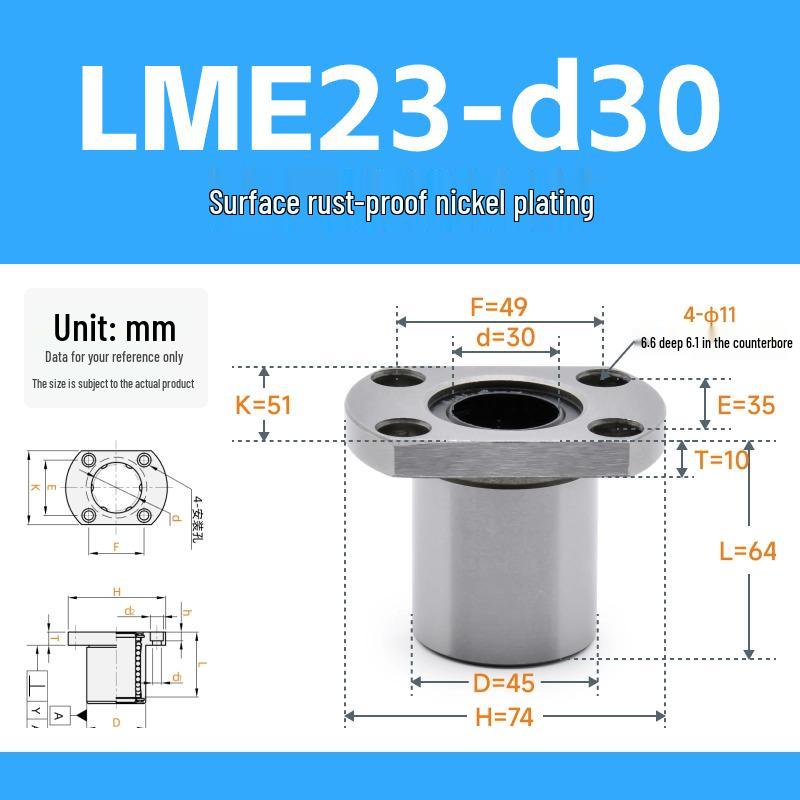 YIHEDA LME Series Linear Bearings: LME03, 13, 23 - d6, d8, d10, d12, d13, d16, d20, d25, d30