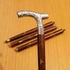 Vintage Brass Derby Head Handle Victorian Brown Wooden Walking Stick Shaft Cane