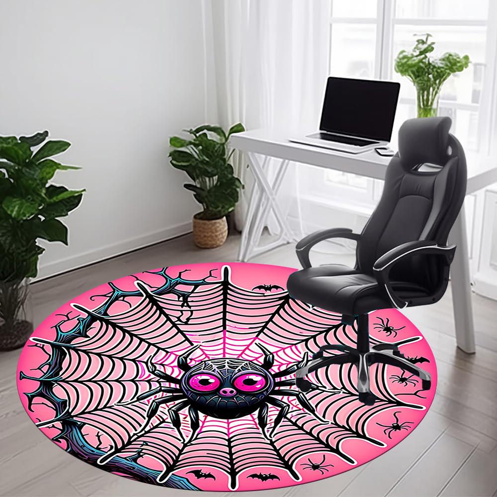 1pc Spider Web Office Round Area Rug, Indoor Mat Suitable ForOffice, Under Office Chairs Bedroom Living Room Home Decor, Room Deco, n54