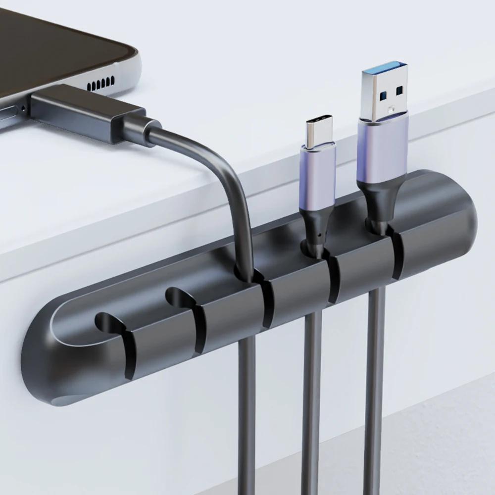 Wholesale Clips Cable Holder for MouseHeadphone Wire Organizer Cable Organizer Silicone USB Cable Winder Desktop Tidy Management