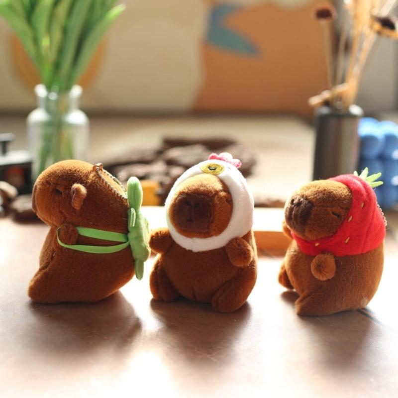 Стильный брелок для ключей Capybara, плюшевое украшение для ключей в виде животного, очаровательная плюшевая сумка, подвеска, аксессуары для любителей животных