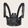 Punk Style Zipper Studded Elastic Corset Waistband Shirt Skirt Women's Decoration Vest Belt