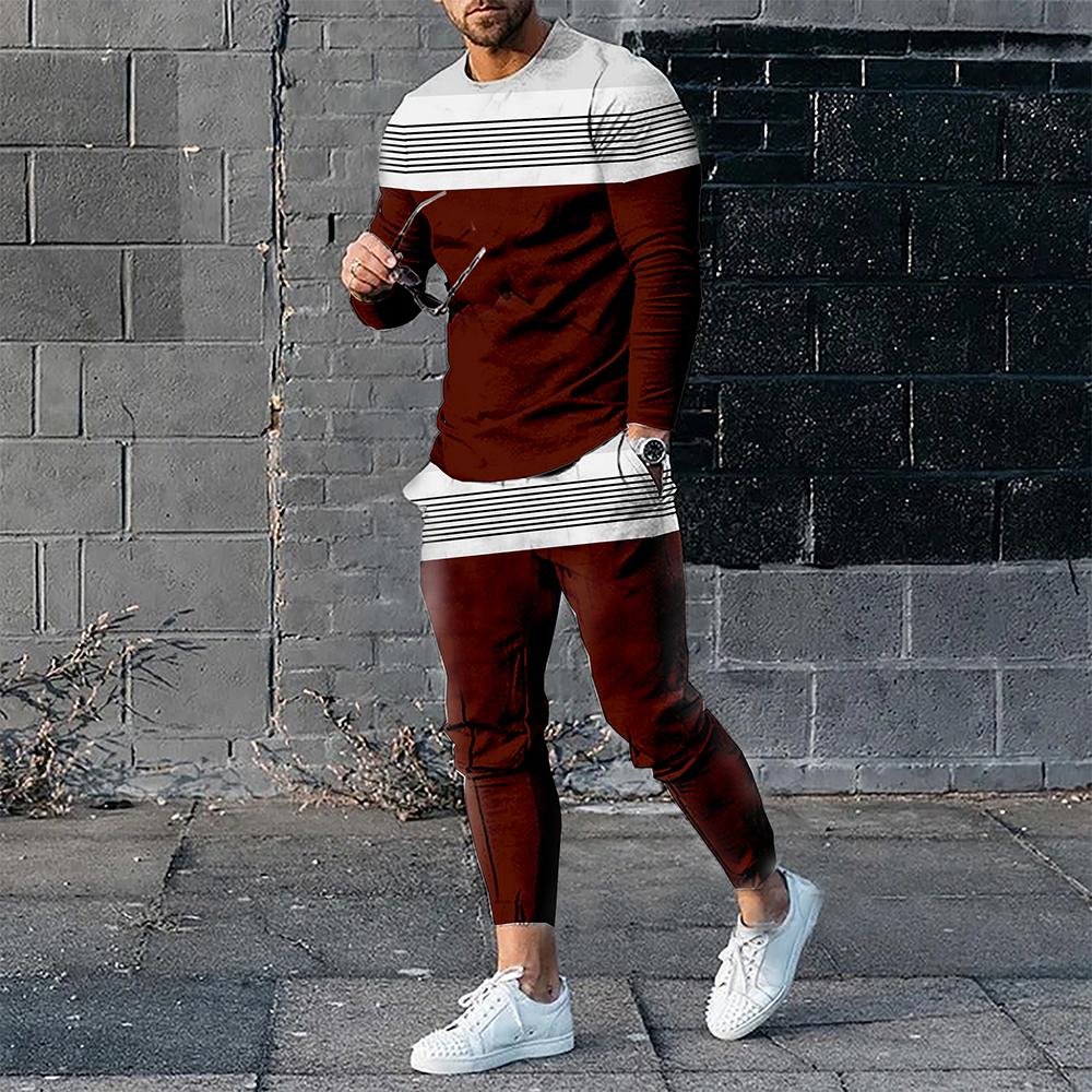 2023 Autumn Oversized 2 Piece Sets Tracksuit Long Sleeve T Shirt Sweatpants Suits Men Streetwear Sweatshirt Trousers Outfits