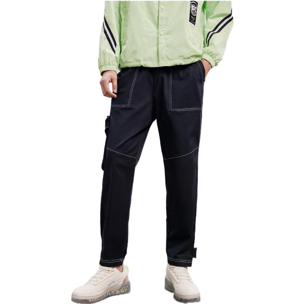 Anta SS22 Свободные повседневные однотонные укороченные спортивные штаны с эластичным подолом, мужские брюки, черные 152238505-2