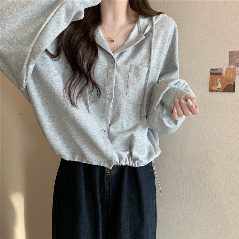 Women's 2023 Loose Hooded Cardigan - Spring/Autumn Trendy Short Hoodie